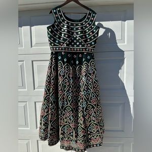 Hunter green multi colored lengha choli